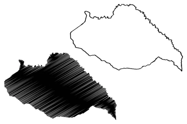 Departamento de Artigas (Departamentos do Uruguai, República Oriental do Uruguai) mapa ilustração vetorial, rabiscar esboço Artigas ma — Vetor de Stock