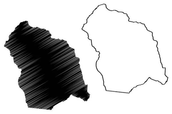 Departamento de Flores (Departamentos do Uruguai, República Oriental do Uruguai) mapa ilustração vetorial, rabisco esboço Flores ma — Vetor de Stock