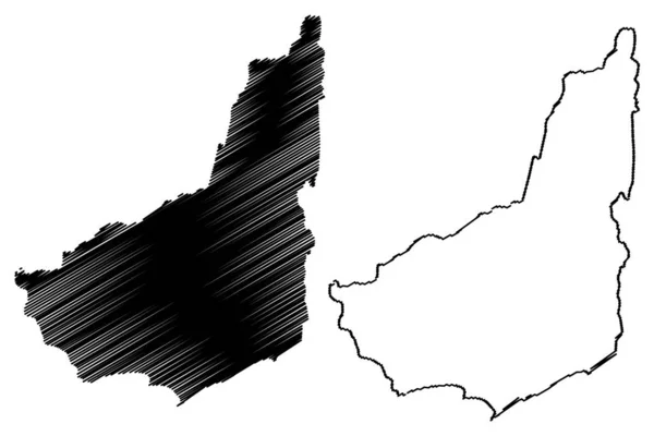 Departamento de Maldonado (Departamentos do Uruguai, República Oriental do Uruguai) mapa ilustração vetorial, rabiscos esboço Maldonado ma —  Vetores de Stock