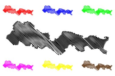Brod-Posavina İlçesi (Hırvatistan, Hırvatistan Eyaletleri) harita vektör çizimi, çizim Brod Posavina haritası