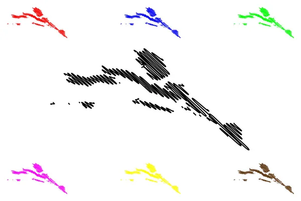 Dubrovnik-Neretva County (Counties of Croatia, Republic of Croatia) mapa vector illustration, scribble sketch Dubrovnik Neretva (Korcula, Lastovo, Mljet, Sipan, Lopud and Kolocep island) mapa — Vector de stock