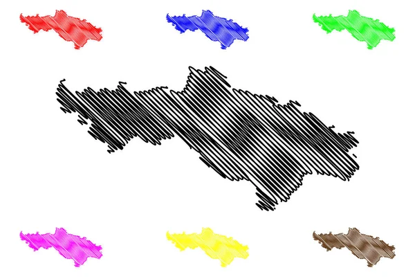 Pozega-Slavonia County (Counties of Croatia, Republic of Croatia) mapa vector illustration, scribble sketch Pozega Slavonia mapa — Archivo Imágenes Vectoriales
