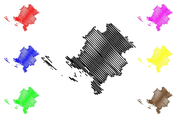 Okres Šibenik-Knin (okres Chorvatsko, Chorvatská republika) mapa vektorová ilustrace, čmáranice Šibenik Knin (Kornati, Murter, Zirje, Zlarin, ostrov Zut) mapa — Stockový vektor