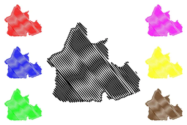 Nana-mambere präfektur (präfekturen der zentralafrikanischen republik, auto) kartenvektorillustration, kritzelskizze nana mambere karte — Stockvektor
