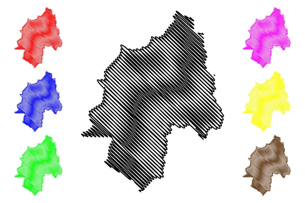 Prefectura de Ouaka (Prefecturas de la República Centroafricana, RCA) mapa vector ilustración, garabato bosquejo mapa de Ouaka — Archivo Imágenes Vectoriales