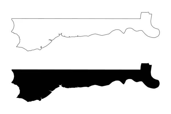 Division de la Banque du Nord (Subdivisions de la Gambie, République de Gambie) illustration vectorielle de la carte, croquis de gribouillis Carte de la région de la Banque du Nord — Image vectorielle