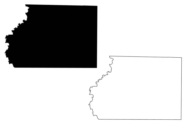 Contea di Ashley o Ashley County (Arkansas) (Contea di Ashley, Stati Uniti d'America, Stati Uniti d'America, Stati Uniti d'America) mappa vettoriale illustrazione — Vettoriale Stock