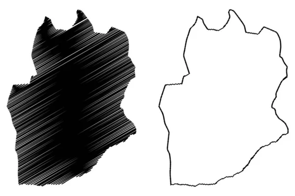 Dornogovi Prowincja (aimags, Prowincje Mongolia) mapa wektor ilustracja, skecz bazgroły Dornogovi Aimag ma — Wektor stockowy