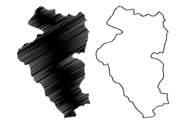 Bulgan Eyaleti (Aimags, Moğolistan Eyaletleri) harita vektör çizimi, karalama çizimi Bulgan Aimag ma — Stok Vektör