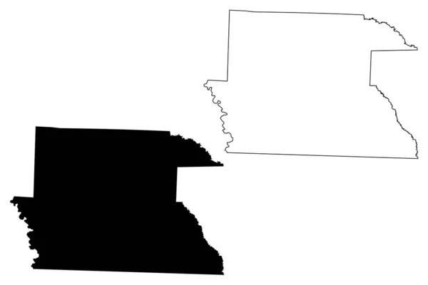 Dallas County, Arkansas (Estados Unidos da América, Estados Unidos da América, EUA, EUA) mapa ilustração vetorial, scribble esboço Dallas mapa — Vetor de Stock