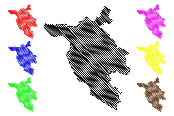 West Herzegovina Canton (BiH, Federation of Bosnia and Herzegovina, FBiH) mapa vector ilustración, garabato bosquejo West Herzegovina mapa — Vector de stock