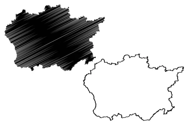 Alytus County (Republic of Lithuania, Counties of Lithuania) mapa vector illustration, scribble sketch Alytus ma — Vector de stock