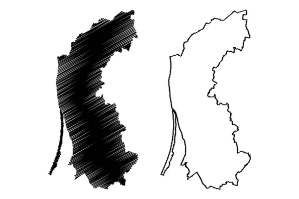 Klaipeda County (Republic of Lithuania, Counties of Lithuania) χάρτης διανυσματική απεικόνιση, scribble σκίτσο Klaipeda ma — Διανυσματικό Αρχείο