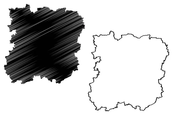 Siauliai County (Litevská republika, Litevské hrabství) mapa vektorové ilustrace, načmáraný náčrt Siauliai ma — Stockový vektor