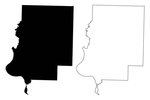 Condado de Faulkner, Arkansas (Estados Unidos da América, Estados Unidos da América, EUA, EUA) mapa ilustração vetorial, esboço de rabiscos Mapa de Faulkner — Vetor de Stock