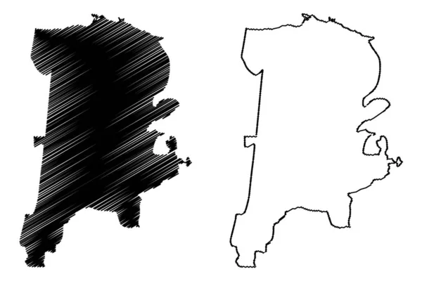 Barceloneta Municipal (Comunidade de Porto Rico, Porto Rico, PR, Territórios não incorporados dos Estados Unidos) mapa ilustração vetorial, scribble esboço Barceloneta mapa — Vetor de Stock