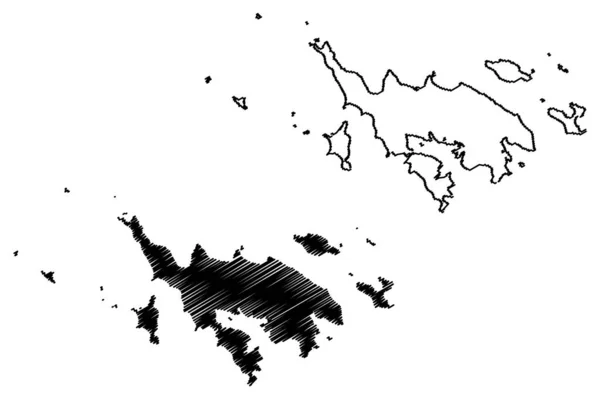 Isla Culebra municipality (Commonwealth, Porto Rico, PR, Unincorporated territories of the United States) mapa vector illustration, scribble sketch Culebrita, Cayo Norte, Cayo Luis Pena, Cayo Lobo mapa — Archivo Imágenes Vectoriales