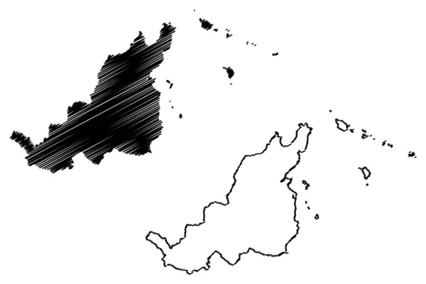 Município de Fajardo (Commonwealth of Puerto Rico, Porto Rico, PR, Territórios não incorporados dos Estados Unidos) mapa ilustração vetorial, esboço de rabiscos Mapa de Fajardo — Vetor de Stock