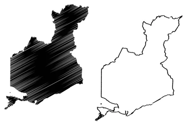 Município Autônomo de Guayama (Comunidade de Porto Rico, Porto Rico, PR, Territórios não incorporados dos Estados Unidos) mapa ilustração vetorial, esboço de rabiscos mapa de Guayama — Vetor de Stock