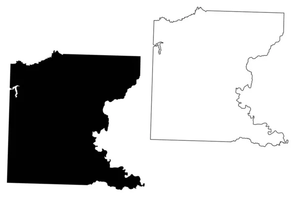 Ouachita County, Αρκάνσας (ΗΠΑ κομητεία, Ηνωμένες Πολιτείες της Αμερικής, Usa, ΗΠΑ, Us) χάρτη διανυσματική απεικόνιση, scribble σκίτσο Ouachita χάρτη — Διανυσματικό Αρχείο