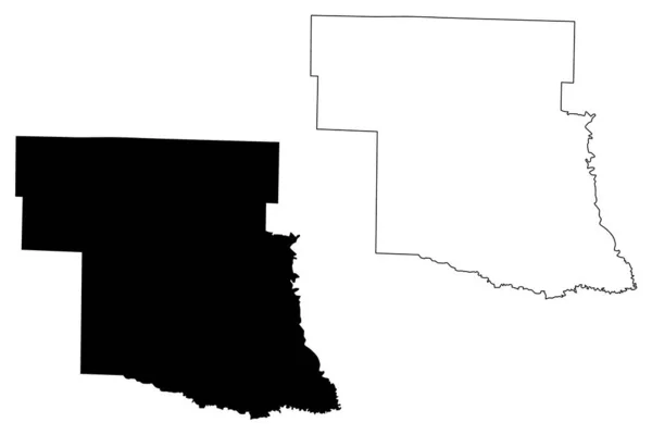 Pike County, Arkansas (U.S. County, United States of America, USA, U.S., US) mapa vector illustration, scribble sketch Pike map — Vector de stock