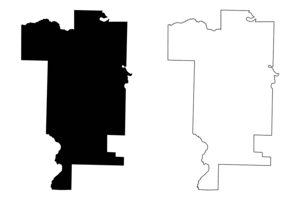 Contea di Prairie, Arkansas (Contea di USA, Stati Uniti d'America, Stati Uniti d'America, Stati Uniti d'America) mappa vettoriale illustrazione, abbozzo scarabocchiare mappa Prairie — Vettoriale Stock