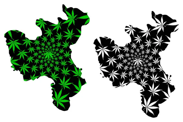 Severní provincie Hwanghae (Korejská lidově demokratická republika, Dprk, Dpr Korea) mapa je konopná listová zelená a černá, Hwanghaebuk-to mapa z marihuany (marihuana, Thc) foliag — Stockový vektor