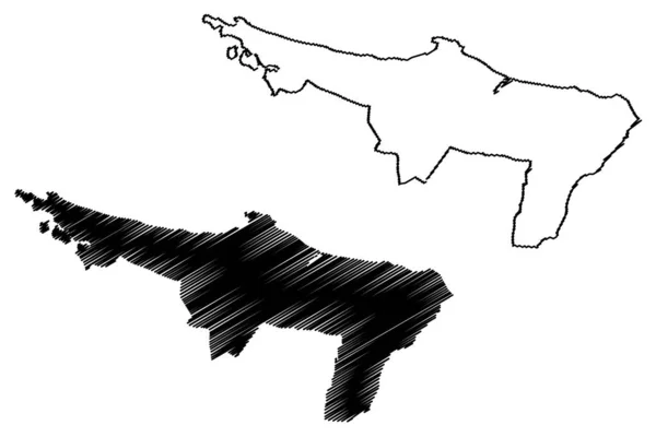 Município de Loiza (Comunidade de Porto Rico, Porto Rico, PR, Territórios não incorporados dos Estados Unidos) mapa ilustração vetorial, esboço de rabiscos Mapa de Loiza —  Vetores de Stock