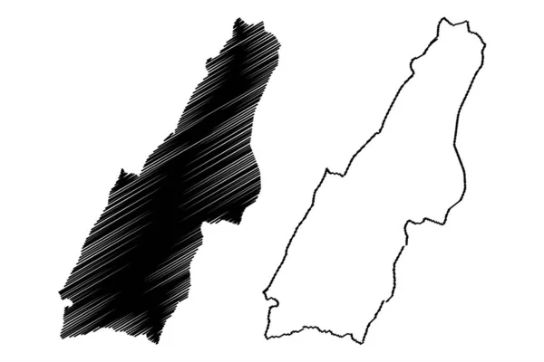 Município de Las Piedras (Comunidade de Porto Rico, Porto Rico, PR, Territórios não incorporados dos Estados Unidos) mapa ilustração vetorial, esboço de rabiscos Mapa de Las Piedras —  Vetores de Stock