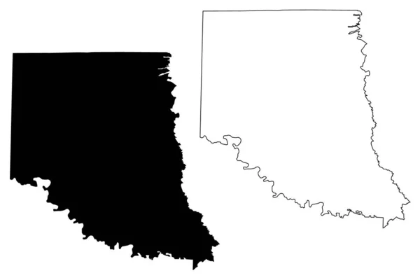 Sevier County, Arkansas (contea degli Stati Uniti, Stati Uniti d'America, Stati Uniti d'America, Stati Uniti, Stati Uniti) mappa vettoriale illustrazione, abbozzo scarabocchiare Sevier mappa — Vettoriale Stock