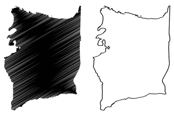Município de Manati (Commonwealth of Puerto Rico, Porto Rico, PR, Territórios não incorporados dos Estados Unidos) mapa ilustração vetorial, esboço de rabiscos Manati mapa — Vetor de Stock