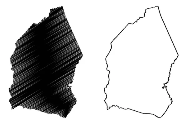 Moca municipality (Commonwealth of Puerto Rico, Porto Rico, Pr, Unincorporated areas of the United States) mapa vektorové ilustrace, čmáranice mapa Moca — Stockový vektor