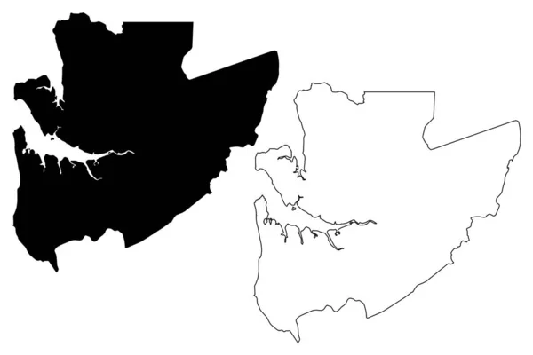 Estuaire provinz (unterteilungen gabun, gabunese republik) karte vektorillustration, kritzelskizze estuaire karte — Stockvektor