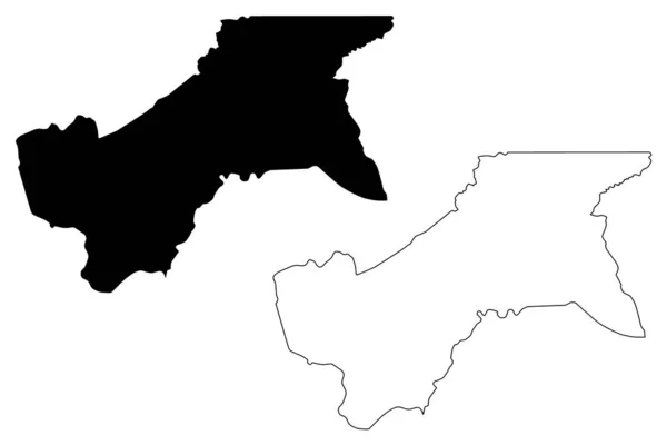 Moyen-Ogooue Province (subdivize Gabonu, Gabonská republika) mapa vektorové ilustrace, čmáranice Moyen Ogooue mapa — Stockový vektor