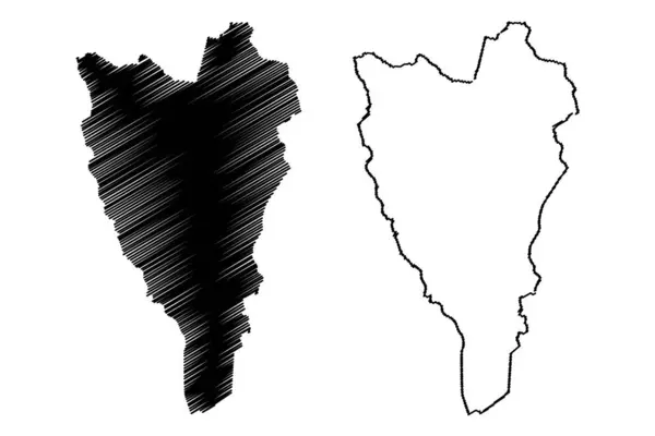 Yauco municipality (community of puerto rico, porto rico, pr, uncorporated territories of the United States) kartenvektorillustration, kritzelskizze yauco map — Stockvektor