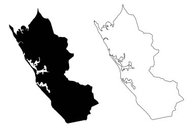 Ogooue-Maritime Eyaleti (Gabon, Gabon Cumhuriyeti 'nin alt bölümleri) harita vektör çizimi, karalama çizimi Ogooue Denizcilik haritası