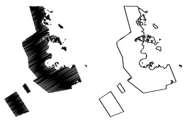 Ad-Dawhah (Katar Eyaleti, Katar Belediyeleri) harita vektör çizimi, çizim Ad Dawhah (Doha) haritası