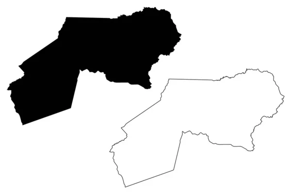 オゴオウ・イヴィンド州(ガボン、ガボン共和国の小区分)地図ベクトル図,スケッチブルスケッチオゴオゴオウ・イヴィンド地図 — ストックベクタ