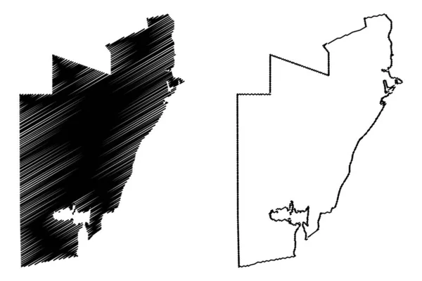 Al Wakrah (Estado de Qatar, Municipios de Qatar) mapa vector ilustración, garabato bosquejo Al Wakrah mapa — Archivo Imágenes Vectoriales