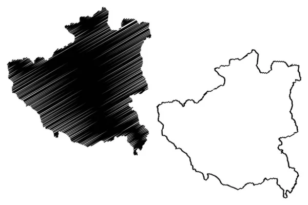 Diber County (República da Albânia) mapa ilustração vetorial, esboço de rabiscos Diber mapa — Vetor de Stock