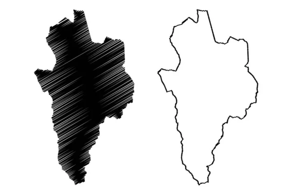 Comté de Korce (République d'Albanie) illustration vectorielle de la carte, croquis croquis Korce carte — Image vectorielle