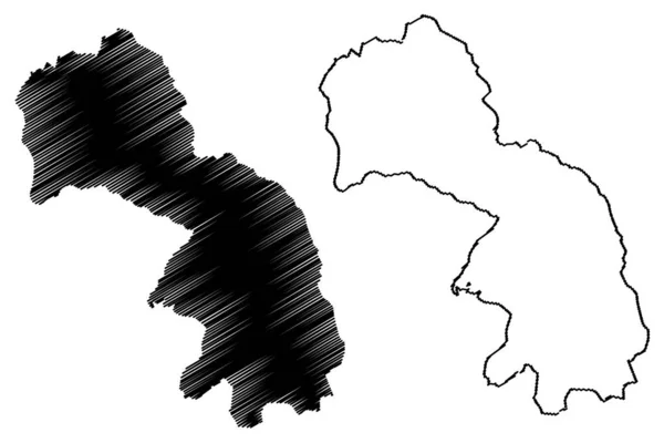 Kukes İlçesi (Arnavutluk Cumhuriyeti) harita vektör çizimi, kroki çizimi Kukes haritası — Stok Vektör