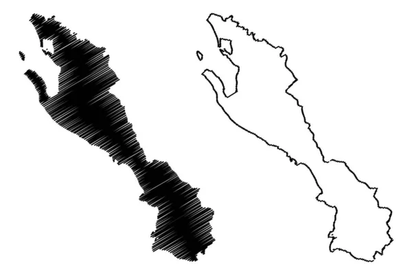 Vlore County (Albánská republika) mapa vektorová ilustrace, načmáraná mapa — Stockový vektor