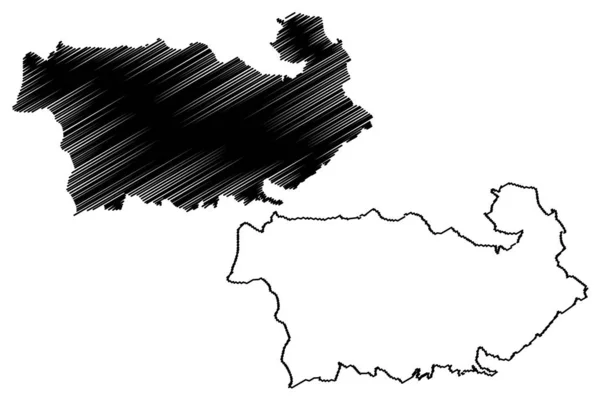 Kvemo Kartli régió (Grúzia - ország, Grúzia közigazgatási egységei) térkép vektor illusztráció, firka vázlat Kvemo Kartli ma — Stock Vector