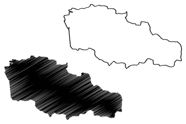 Región de Guria (República de Georgia - país, divisiones administrativas de Georgia) mapa vector ilustración, boceto garabato Guria ma — Archivo Imágenes Vectoriales