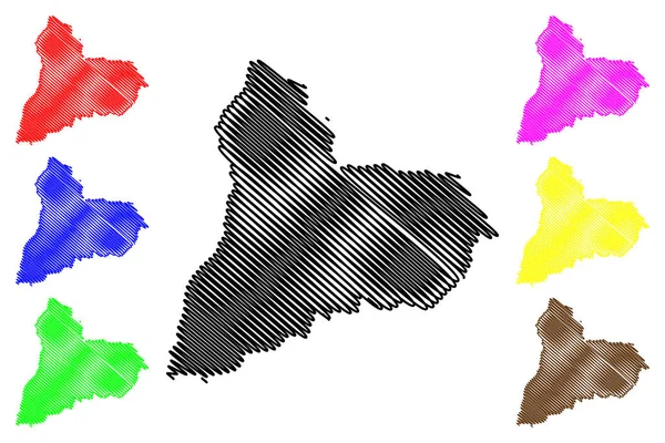 Departament Tacuarembo (departamenty Urugwaju, Wschodnia Republika Urugwaju) mapa wektor ilustracja, skecz bazgroły Tacuarembo ma — Wektor stockowy