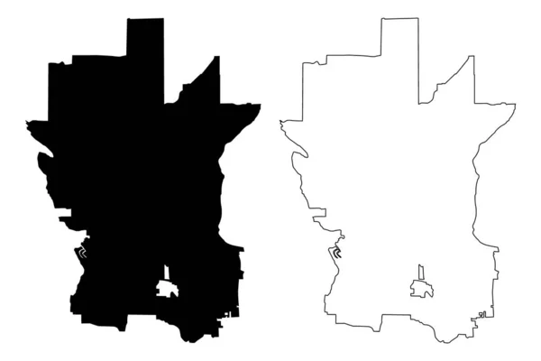 Bellevue City, Washington (Estados Unidos da América, Estados Unidos da América, EUA) mapa ilustração vetorial, esboço de rabiscos Mapa da cidade de Bellevue — Vetor de Stock