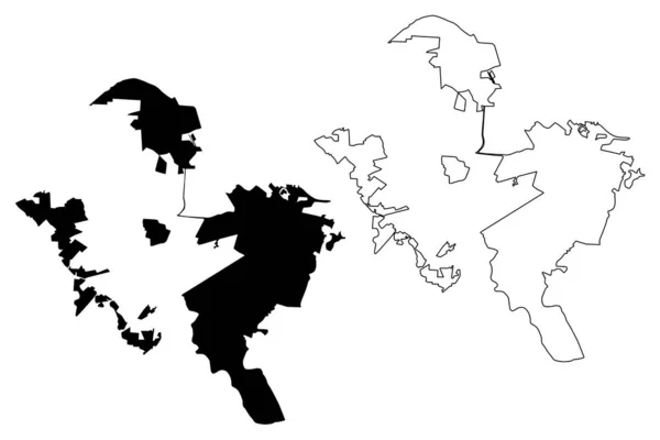 Саванна-Сіті, Джорджія (США, США, США, Уса-Сіті) Карта-векторна ілюстрація, скетч City of Savannah map — стоковий вектор