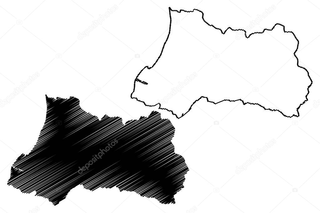 Adjara (Republic of Georgia - country, Administrative divisions of Georgia) map vector illustration, scribble sketch Autonomous Republic of Adjara ma