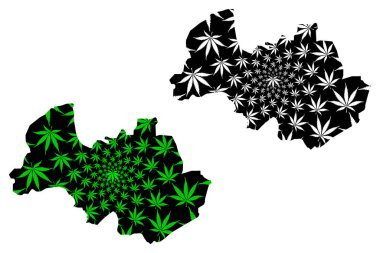 Al Bayda Valiliği (Yemen Valiliği) haritası kenevir yaprağı yeşil ve siyah, Al Bayda haritası marihuana (marihuana, Thc) yaprağından yapılmıştır.
